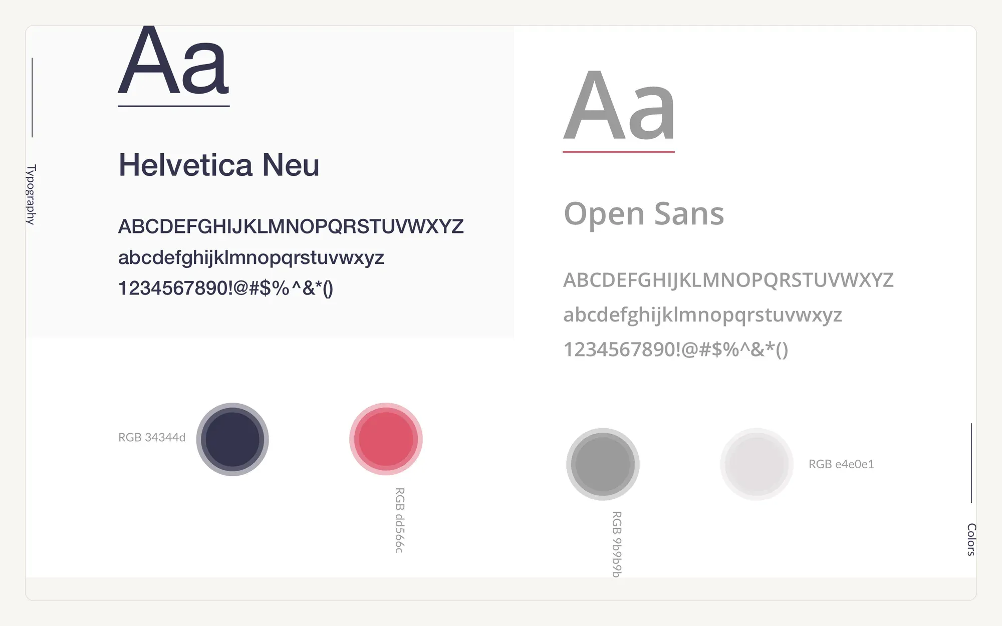 Typography and colour palette for the Foursquare redesign.