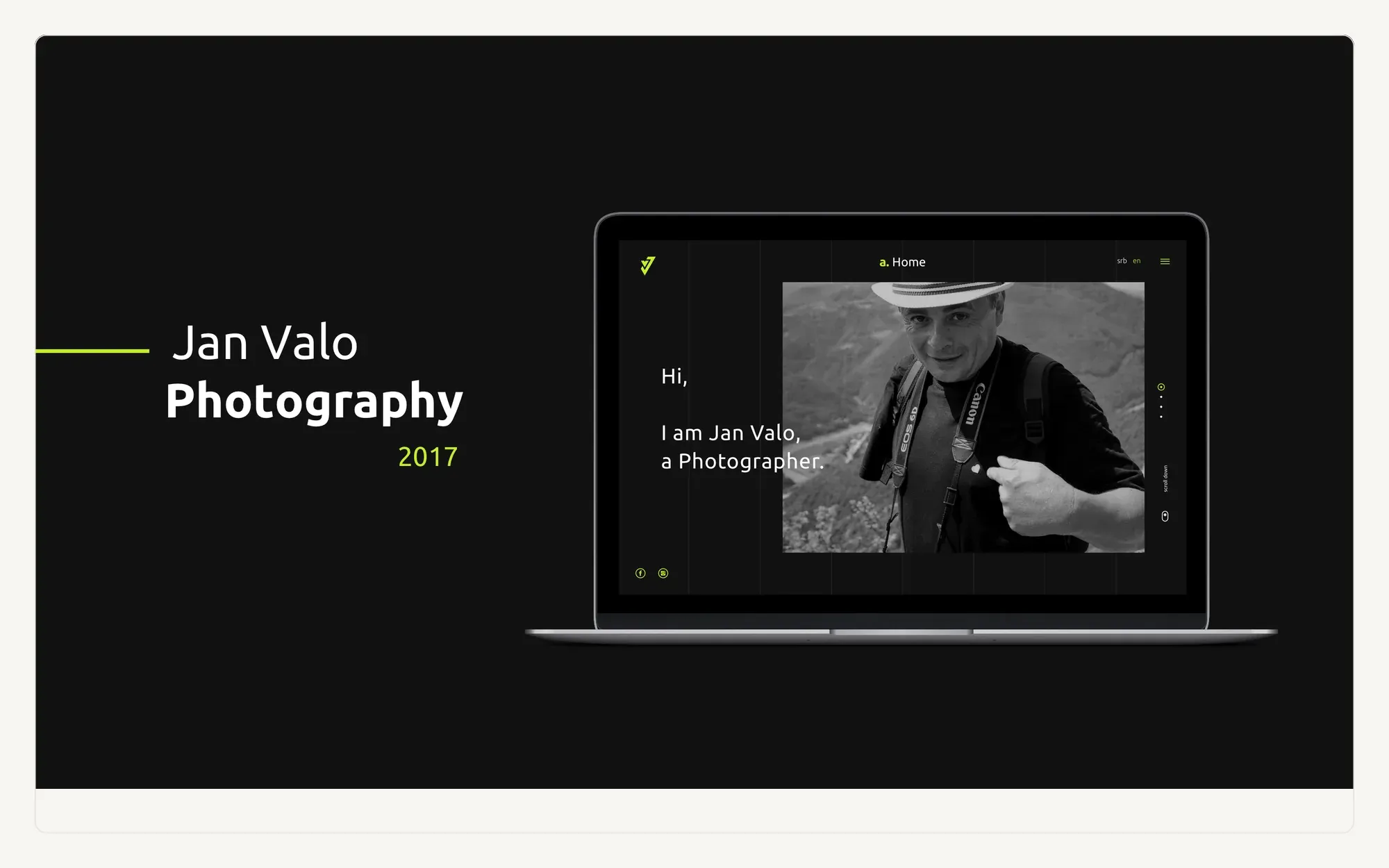 The introduction screen for the Jan Valo Photography site.