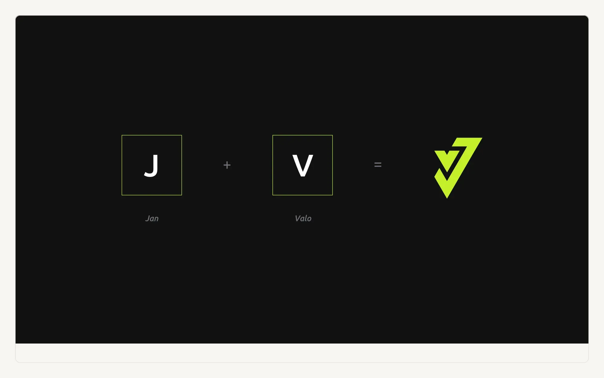 Construction of the Jan Valo monogram from the initials J and V.